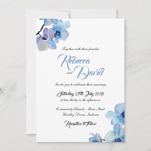 Invitación a la boda | Orquídea Azul (Anverso)