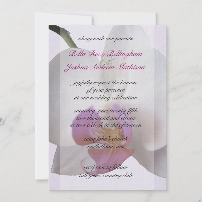 Invitación a la boda orquídea rosa (Anverso)