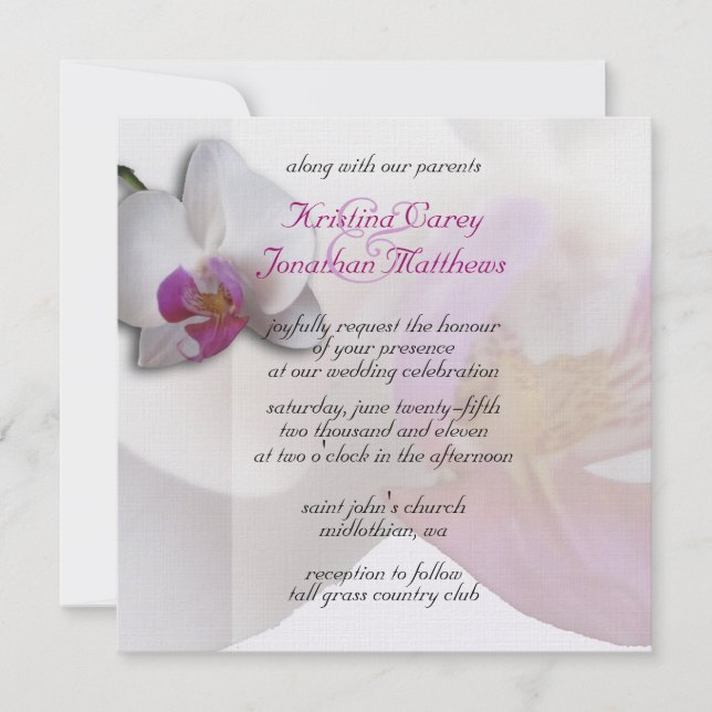 Invitación a la boda orquídea rosa 5.25x5.25 (Anverso)