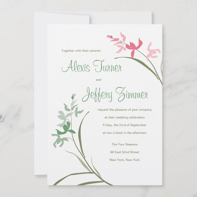 Invitación a la boda orquídea - Trampa y guayaba (Anverso)