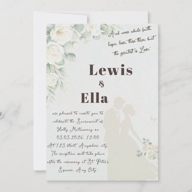 Invitación a la boda ortodoxa bíblica (Anverso)
