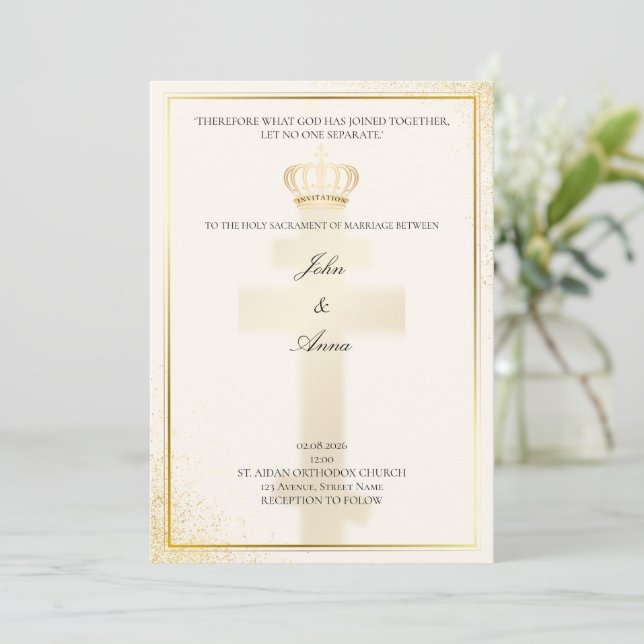 Invitación a la boda ortodoxa cristiana (Anverso de pie)