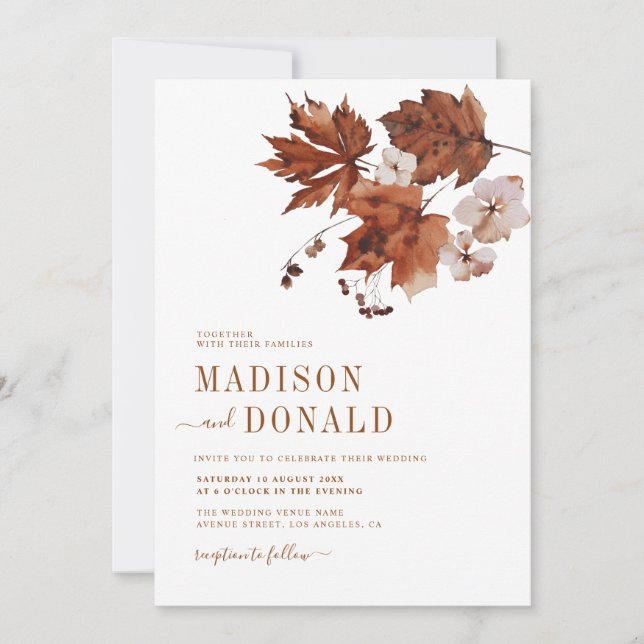 Invitación a la boda otoñal (Anverso)