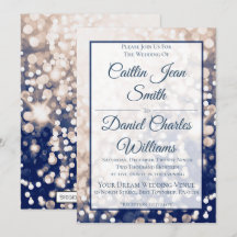 Invitación a la boda otoñal - Champagne y Navy
