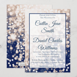 Invitación a la boda otoñal - Champagne y Navy