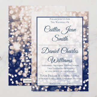 Invitación a la boda otoñal - Champagne y Navy