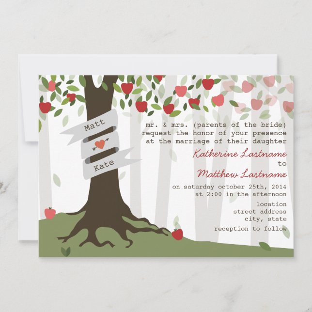 Invitación a la boda otoñal de Apple Orchard (Anverso)