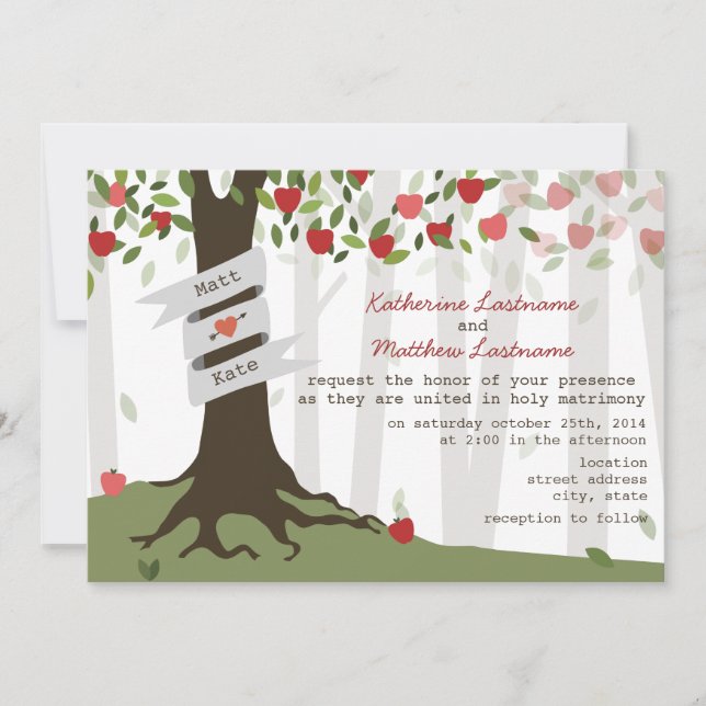 Invitación a la boda otoñal de Apple Orchard (Anverso)
