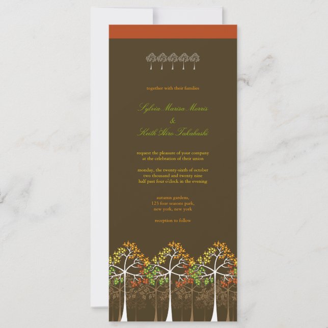 Invitación a la boda otoñal de la naturaleza de lo (Anverso)