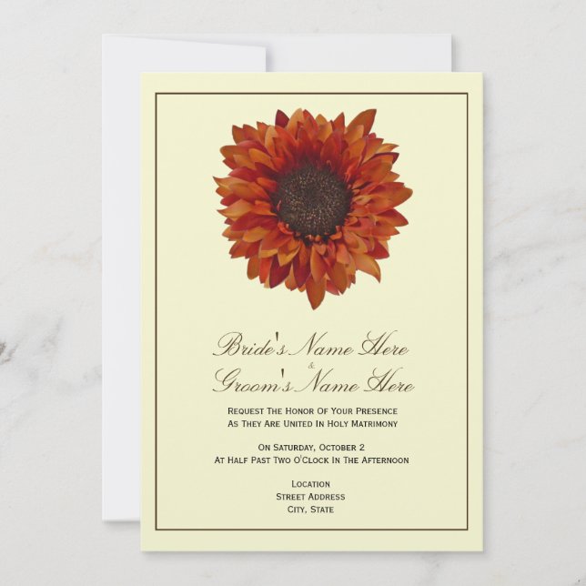 Invitación a la boda otoñal - De Novia & Groom (Anverso)