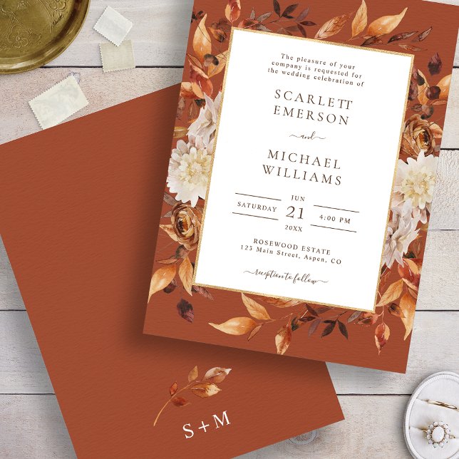 Invitación a la boda otoñal de Terracotta (Terracotta Fall Wedding Invitation
)