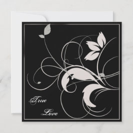 Invitación a la boda otoñal en negro y plata