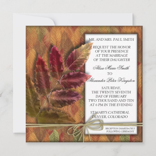 Invitación a la boda otoño (Anverso)
