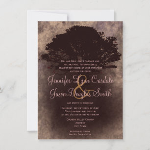 Invitación a la boda otoño de la silueta de roble 