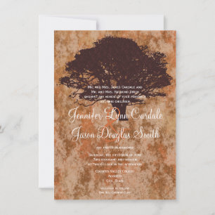 Invitación a la boda otoño de silueta de roble