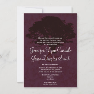 Invitación a la boda otoño de silueta de roble