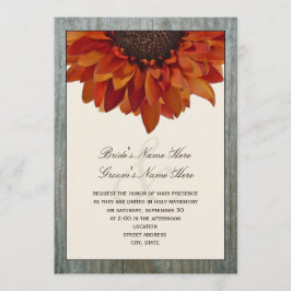 Invitación a la boda otoño - Girasol y madera de p