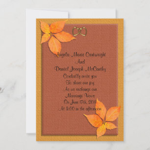 Invitación a la boda otoño hojas rústicas