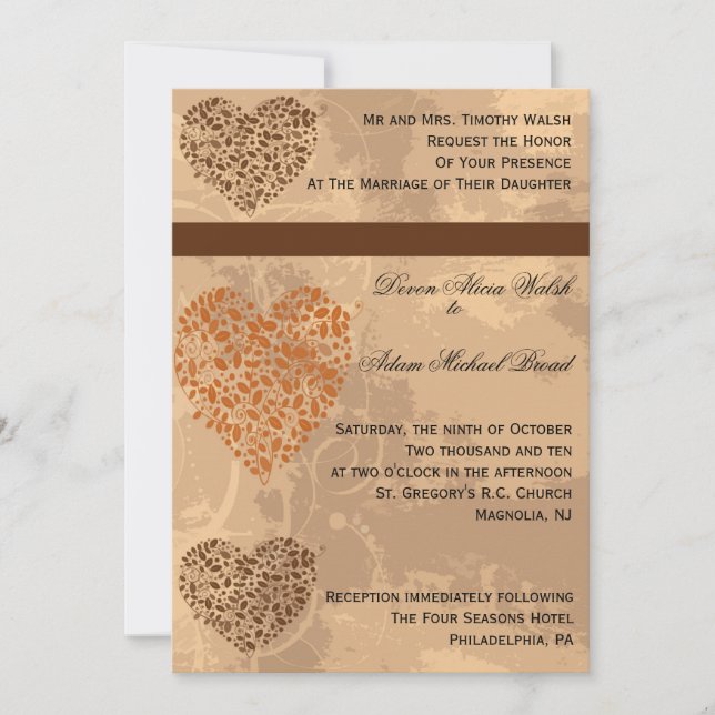 Invitación a la boda otoño/otoño (Anverso)
