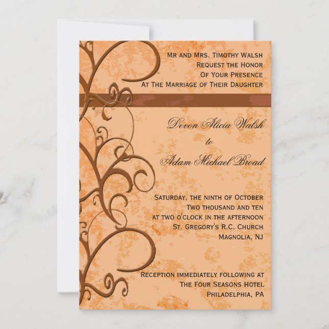 Invitación a la boda otoño/otoño (Anverso)