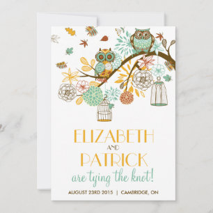 Invitación a la boda otoño/otoño de lechuzas color
