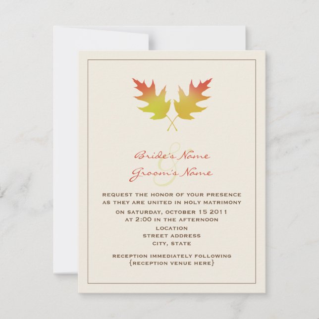 Invitación a la boda otoño - Salgas de roble (Anverso)