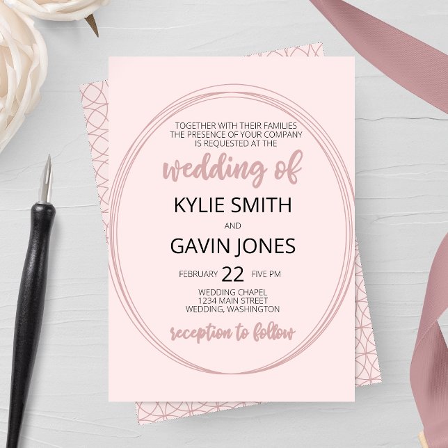 Invitación a la boda ovalada de rubefacción (Subido por el creador)