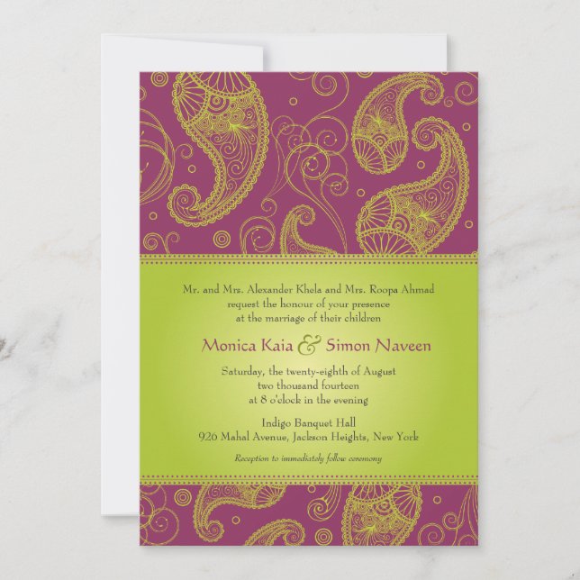 Invitación a la boda Paisley Dreams (Anverso)