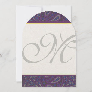 Invitación a la Boda Paisley Púrpura y Dorada