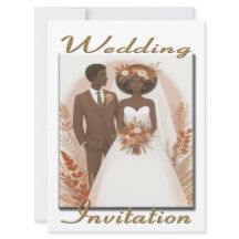 Invitación a la boda pareja étnica feliz