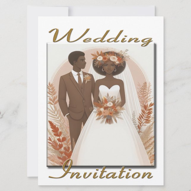 Invitación a la boda pareja étnica feliz (Anverso)