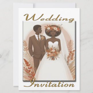 Invitación a la boda pareja étnica feliz