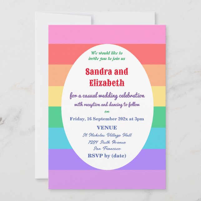 Invitación a la boda Pareja Gay/Lesbiana (Anverso)