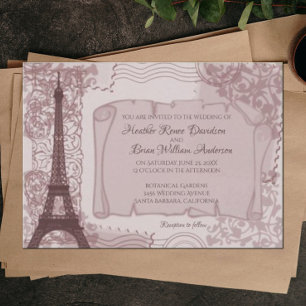 Invitación a la boda parisina rosada