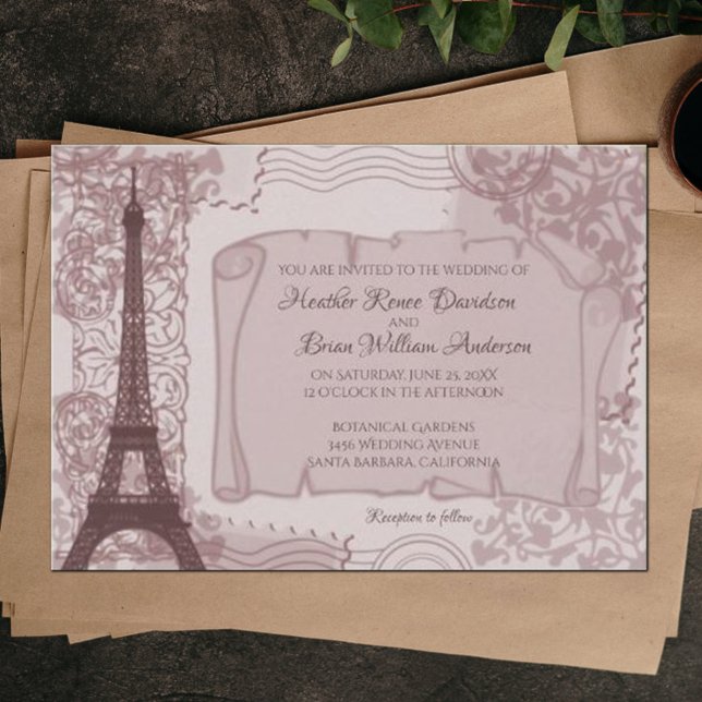 Invitación a la boda parisina rosada (Pink Parisian Wedding Invitation)