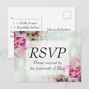 Invitación a la Boda Pastel Rosa Floral RSVP