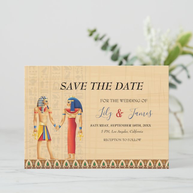 Invitación a la boda Patrimonio faraónico sobre el (Anverso de pie)