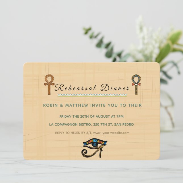 Invitación a la boda Patrimonio faraónico sobre el (Anverso de pie)