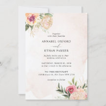 Invitación a la boda Peony y Gold Flowers