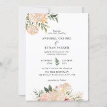 Invitación a la boda Peony y Gold Flowers