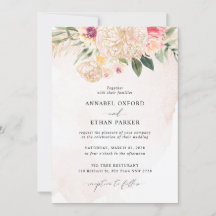 Invitación a la boda Peony y Gold Flowers