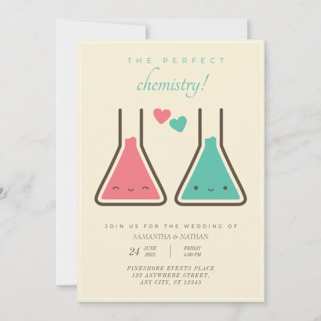Invitación a la boda perfecta de química simple (Anverso)