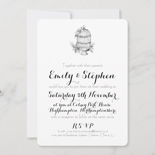 Invitación a la boda personalizada clásica de la j (Anverso)
