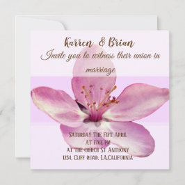 Invitación a la boda personalizada con flor rosa