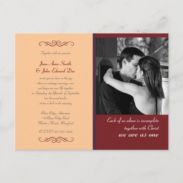 Invitación a la boda personalizada cristiana amari (Anverso)