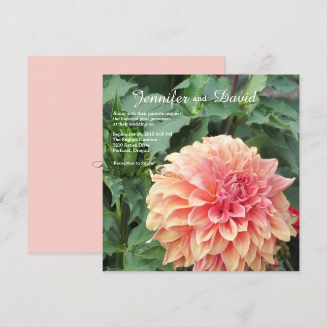 Invitación a la boda personalizada Dahlia (Anverso / Reverso)
