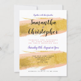 Invitación a la boda personalizada de broche de or