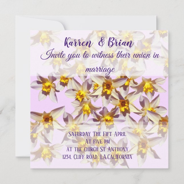 Invitación a la boda personalizada de Daffodils (Anverso)