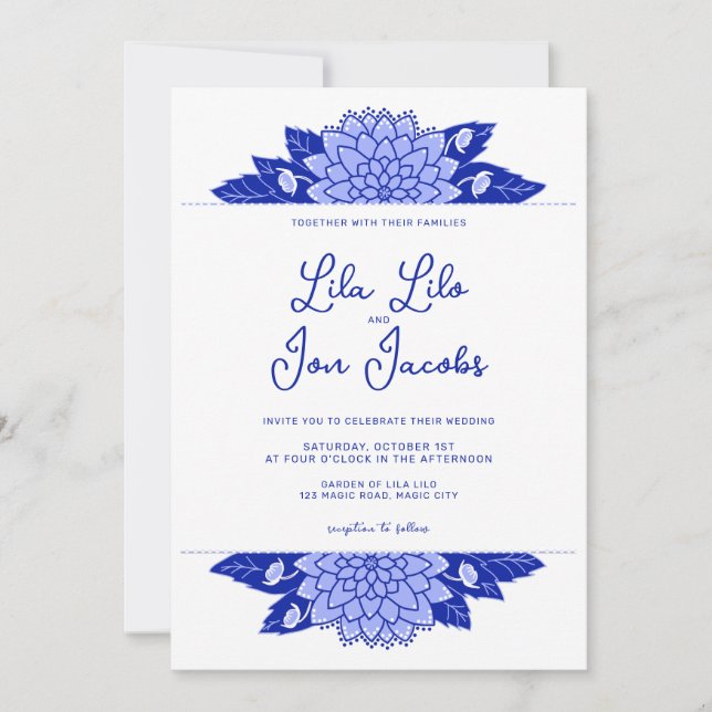 Invitación a la boda personalizada de Dahlia (Anverso)