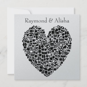 Invitación a la boda personalizada de felpa de mod